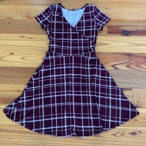 Maroon Plaid Dress